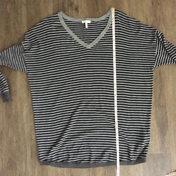 Joie V-Neck Stripe Wool Blend Tunic Sweater - Picture 7 of 8